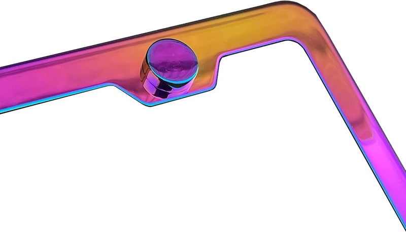 NAROWAN Color: Neo Chrome - License Plate Screws - Stainless Steel, Set of 4 Fasteners - for Front or Rear License Plates, Frames or Covers on Cars, Trucks, SUVs - Rustproof, Self Tapping and M6 Metal caps - Image 2